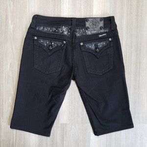 Miss Me Sparkly Bermuda Jean Shorts Black